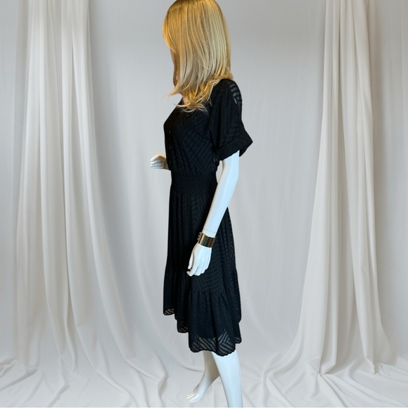 Zara Black Textured Midi Dress - Picture 3 of 9